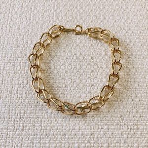 Vintage Gold Tone Bracelet with Cut Clear Beads